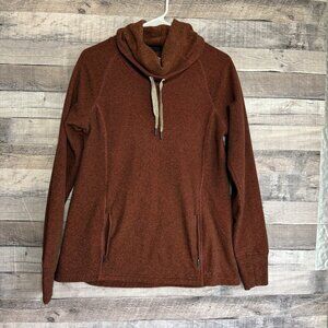 Noble Outfitters Women’s Sweatshirt Size Medium Brown Zip Pockets Hood Thumbs